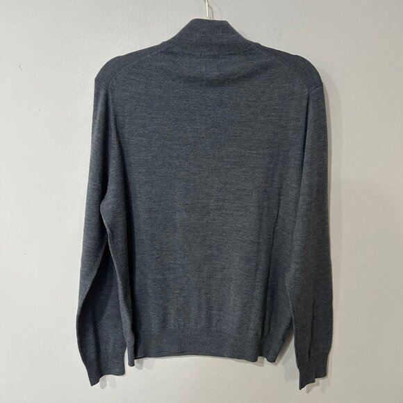 Jos A Bank Traveler Gray Quarter Zip Pullover Merino Wool Sweater Size Large - Picture 5 of 6